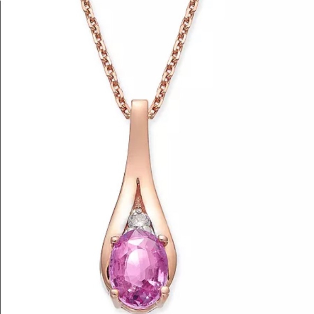 Pink Sapphire (1 ct. t.w.)& Diamond Accent 18" Pendant Necklace in 14k Rose Gold